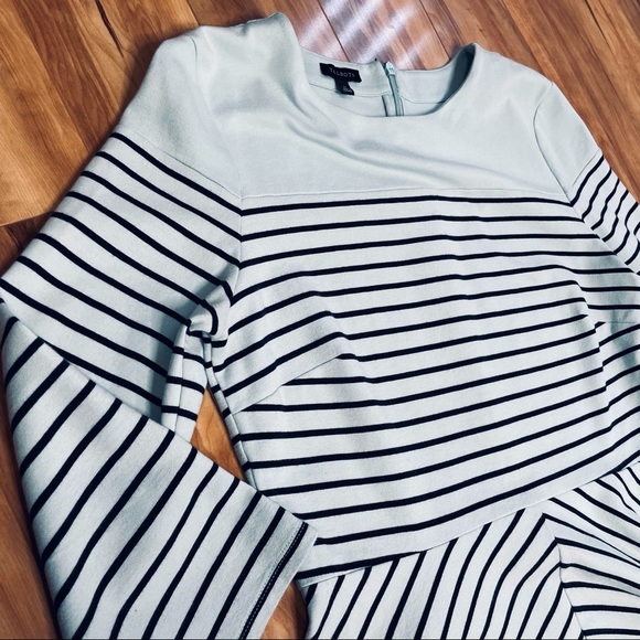 Talbots Striped 3/4 Sleeve Peplum Top Black/Blue M - Picture 10 of 13